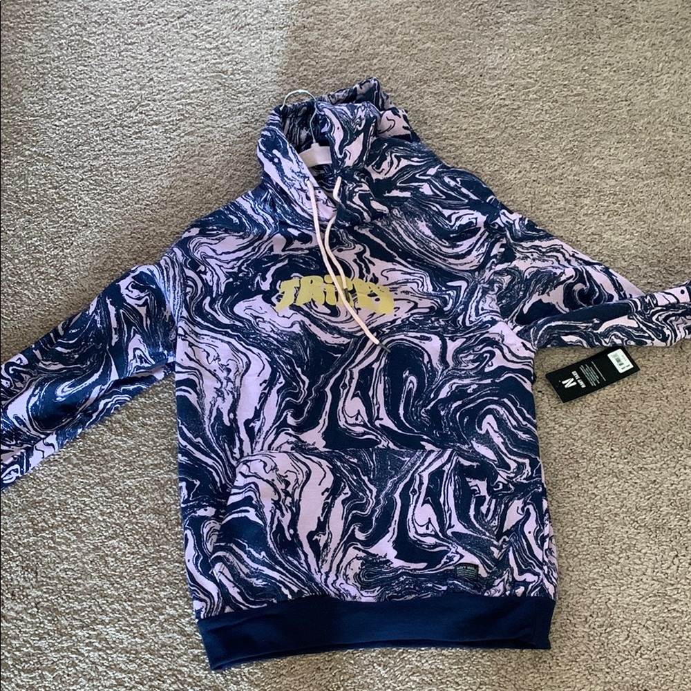 Stylish Blue and Pink Swirl Hoodie Navy Yard